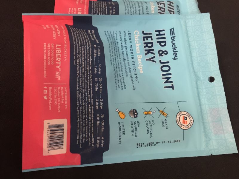 Photo 3 of 2 PACK Buckley Functional Healthy Hip And Joint Dog Jerky Treats, Chicken, 5 Ounce(Packaging May Vary) BB 7/13/22