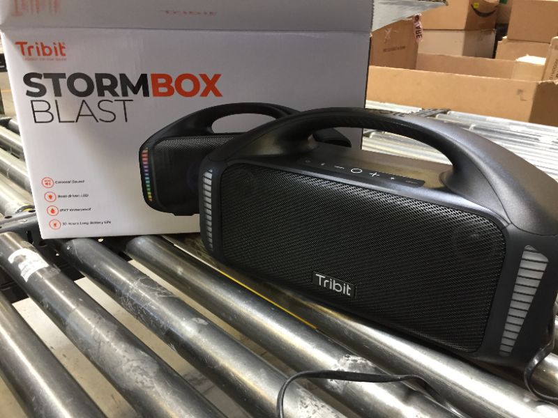 Photo 3 of **PARTS ONLY** Tribit StormBox Blast Portable Speaker: 90W Loud Stereo Sound with XBass, IPX7 Waterproof Bluetooth Speaker with LED Light, PowerBank, Bluetooth 5.3&TWS, Custom EQ, 30H Playtime, Outdoor/Camping/Party - NO CHARGING CABLE INCLUDED