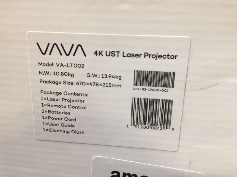 Photo 10 of VAVA - 4K UHD Smart Ultra Short Throw Laser TV Home Theater Projector - LIKE NEW 

