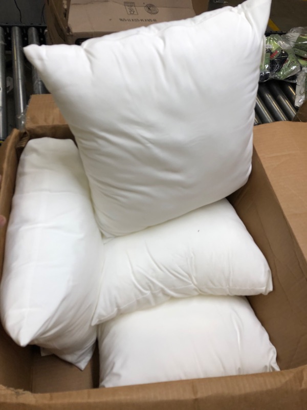 Photo 2 of 18x18 Pillow Inserts Pack of 4 - White Throw Pillows, Throw Pillow Inserts for Decorative Pillow Covers, Throw Pillows for Bed, Couch Pillows for Living Room, Throw Pillows for Couch, Fluffy Pillows
