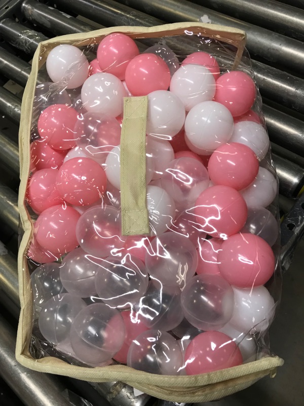 Photo 1 of Thenese Pit Balls for Kids, Thicken Soft Plastic Crush Proof Ball Pit Balls BPA Phthalate Free Baby Toddler Toy Ball with 3 Color White Clear and Pink
