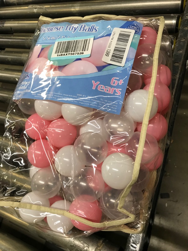 Photo 1 of Thenese Pit Balls for Kids, Thicken Soft Plastic Crush Proof Ball Pit Balls BPA Phthalate Free Baby Toddler Toy Ball with 3 Color White Clear and Pink
