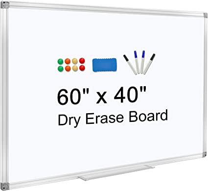 Photo 1 of Dry Erase Board for Wall 60"x40" Aluminum Presentation Magnetic Whiteboard with Long Pen Tray, Wall-Mounted White Board for School, Office and Home
