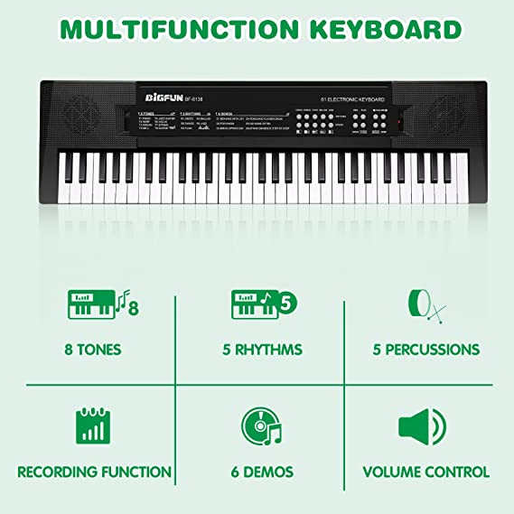 Photo 1 of SANMERSEN Kids Music Piano Keyboard, 61 Keys Piano Keyboard T