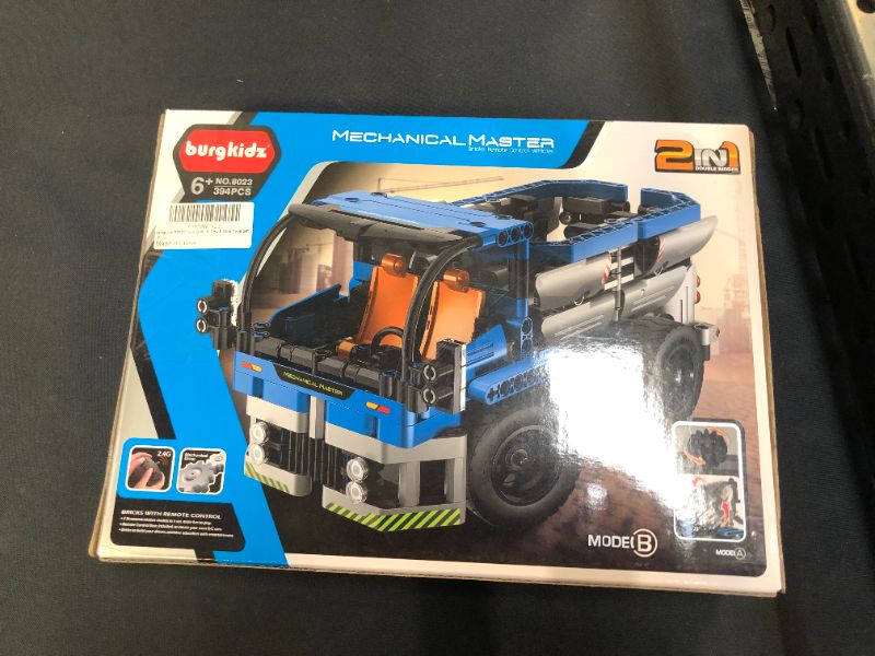 Photo 3 of burgkidz STEM Engineering Building Blocks Toys 2-in-1 Dump Truck or Concrete Mixer Build Set with Remote Control, RC Car Toys for Boys and Girls Ages 6 7 8 9 10 11 12 Years Old
