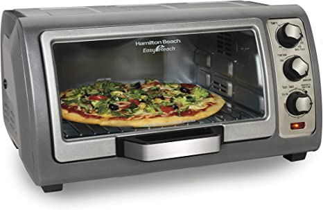 Photo 1 of Hamilton Beach Countertop Toaster Oven, Easy Reach With Roll-Top Door, 6-Slice, Convection (31123D), Silver
