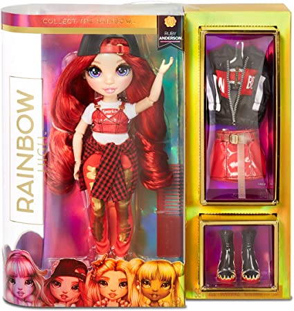 Photo 1 of Rainbow High Ruby Anderson - Red Clothes Fashion Doll with 2 Complete Mix & Match Outfits and Accessories, Toys for Kids 6 to 12 Years Old
