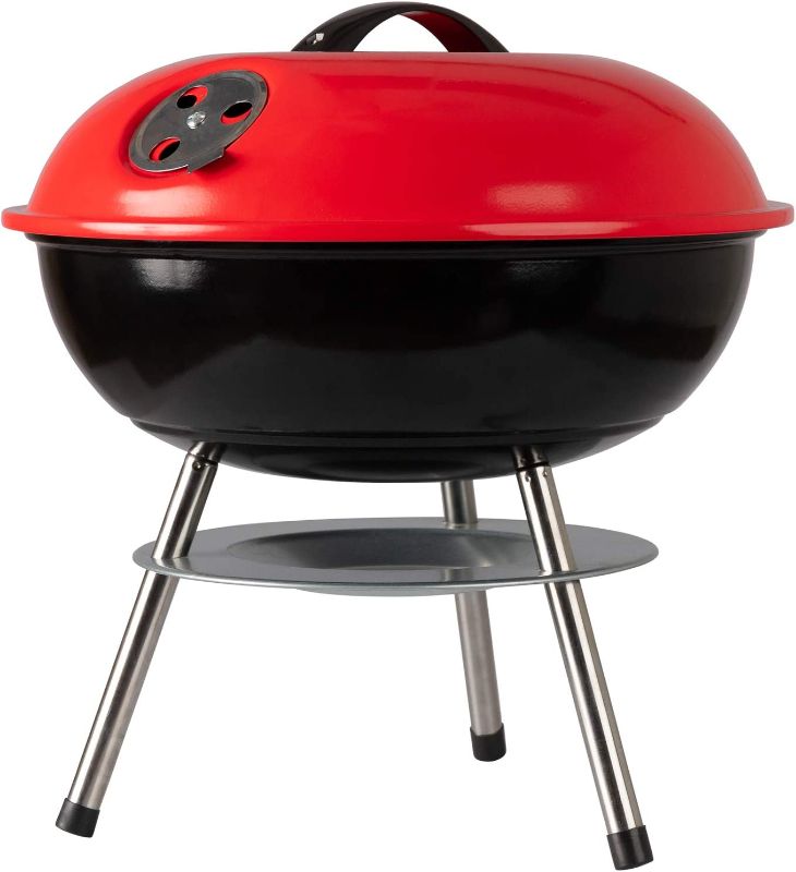 Photo 1 of AmazonBasics Portable Charcoal Grill, 14-Inch, Red
