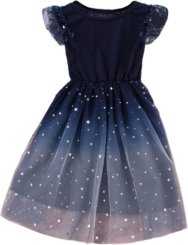 Photo 1 of MakeMeChic Girl's Short Sleeve Ruffle Galaxy A Line Midi Party Tulle Tutu Dress
- SIZE 10 