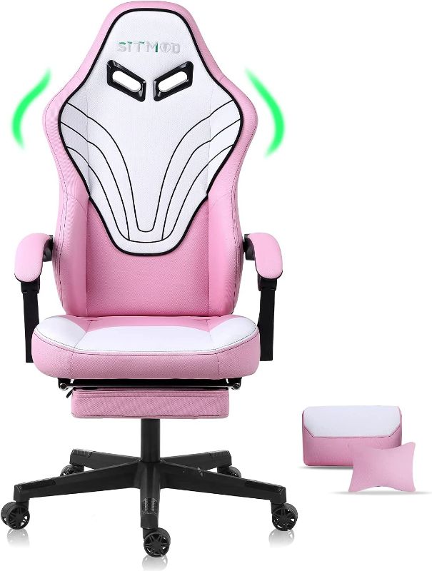 Photo 1 of Gaming Chair Ergonomic Office Chair Lumbar Support Desk Chair Racing Fabric PC Computer Chair with Footrest Massage Comfy Adjustable Reclining High Back Video Game Chairs for Adults
