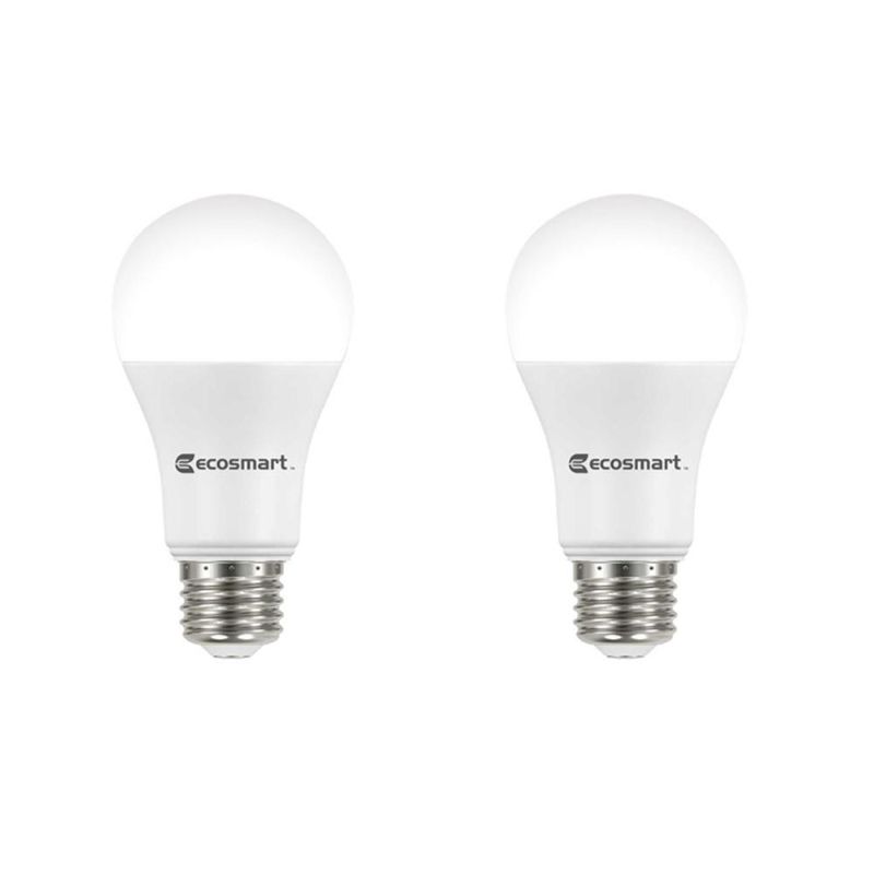 Photo 1 of EcoSmart 100-Watt Equivalent A19 Dimmable Energy Star LED Light Bulb Bright White (2-Pack)
