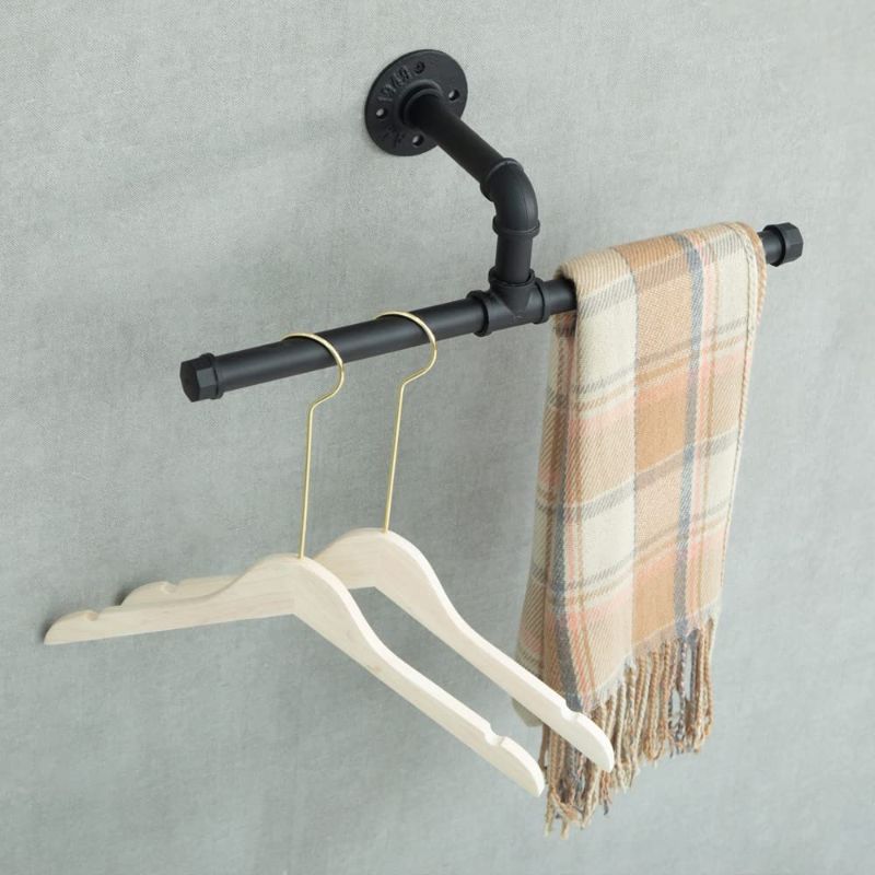 Photo 1 of BOTAOYIYI Industrial Pipe Clothing Rack, Small Clothing Rack, T Wall Mount Mounted Garment Clothes Wardrobe Metal Display Heavy Duty Steel Closet Cloth
