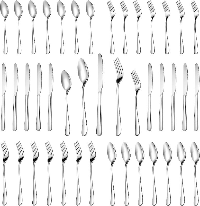 Photo 1 of 30 Piece Silverware Set Service for 6,Premium Stainless Steel Flatware Set,Mirror Polished Cutlery Utensil Set,Durable Home Kitchen Eating Tableware Set,Include Fork Knife Spoon Set,Dishwasher Safe
