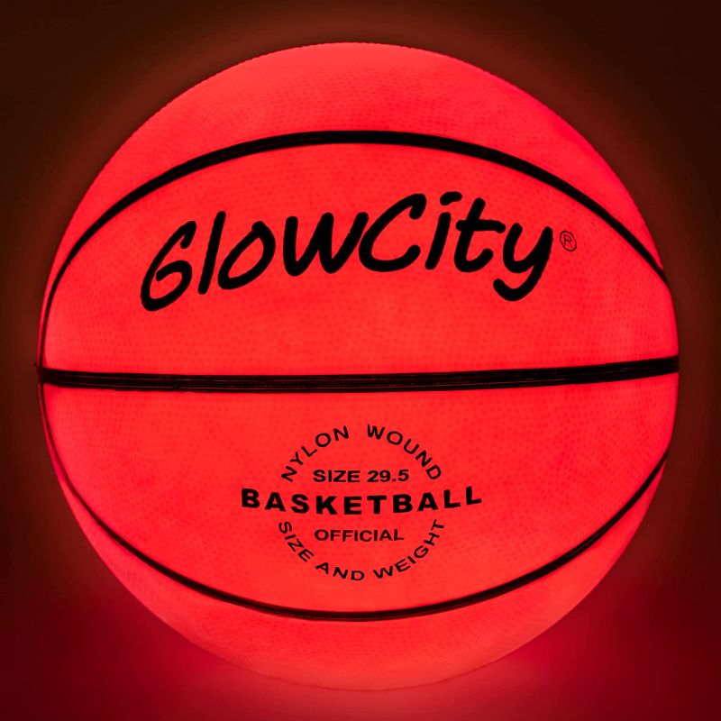 Photo 1 of GlowCity Glow in The Dark Basketball - Light Up, Indoor or Outdoor Basketballs with 2 LED Lights and Pre-Installed Batteries
