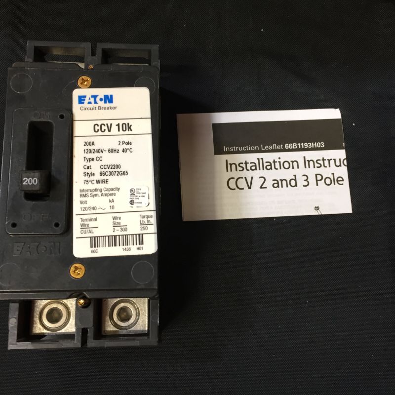 Photo 3 of Eaton CCV2200 Bolt-On Mount Type CCV Tenant Main Circuit Breaker 2-Pole 200 Amp 120/240 Volt, Color
