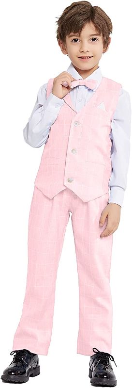 Photo 1 of Boys Vest Formal Suits 4PCs Wedding Ring Bearer Outfits; Vest, Shirt, Pants, Bow Tie 2-13 Years
