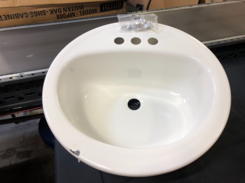 Photo 1 of Bootz 16 X 19" Oval Lavatory Sink White Porcelain Steel - damage to top 
