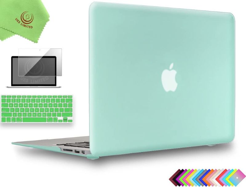 Photo 1 of UESWILL Compatible with 3in1 Smooth Matte Hard Shell Case Cover for 2010-2017 Release MacBook Air 13 inch Model A1466 A1369 + Keyboard Cover and Screen Protector, Green
