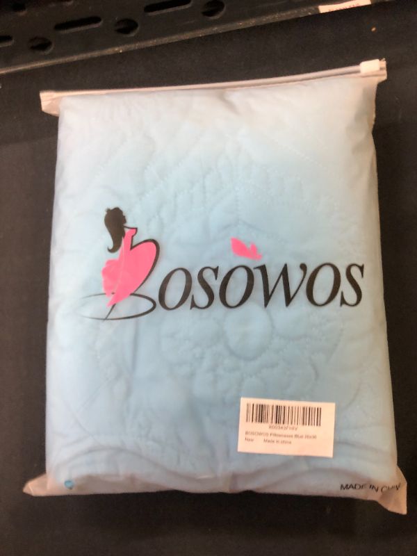 Photo 2 of BOSOWOS Quilted Pillow Shams Set of 2, Decorative Microfiber King Size Bed Pillow Shams, Soft Breathable Pillow Covers with Envelope Closure (Blue, 20 x 36 Inch)
