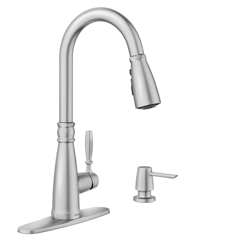 Photo 1 of Boman Single Handle Pull-Down Sprayer Kitchen Faucet with Reflex and PowerBoost in Spot Resist| Ceramic Disc Faucets|
