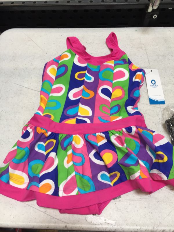 Photo 2 of karrack Girls One Piece Swimsuit Floral Frilly Skirt UPF 50+ Sun Protection Bathing Suits- size 14
