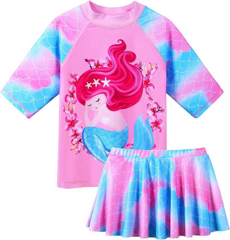 Photo 1 of BAOHULU Girl's Two-Piece Long Sleeve Swimsuits UPF50+ Rash Guard Kids Bathing Suit- SIZE 4T 
