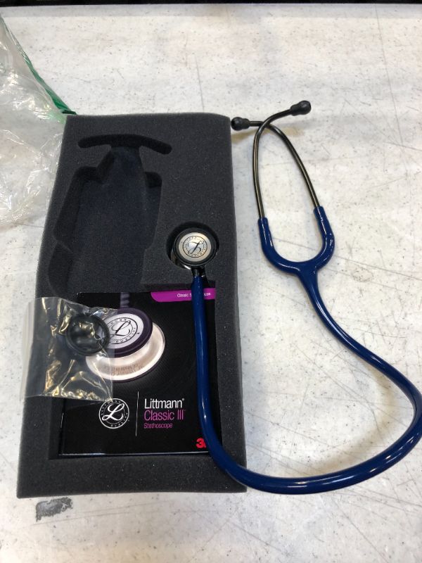 Photo 2 of 3M Littmann Classic III Monitoring Stethoscope, Navy Blue Tube, 27 Inch, 5622
