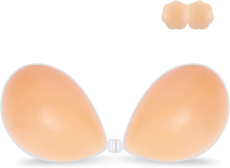 Photo 1 of  Bra Strapless Sticky Invisible Push up Silicone Bra for Backless Dress with Nipple Covers- SIZE B 