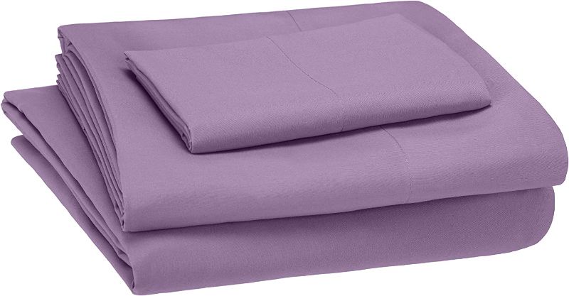 Photo 1 of Amazon Basics Kid's Sheet Set - Soft, Easy-Wash Lightweight Microfiber - Twin, Violet
