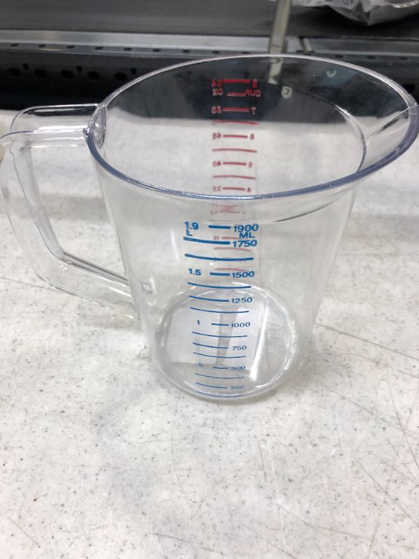 Photo 3 of Rubbermaid Commercial Products Bouncer Clear Measuring Cup, 8-Cup/2-Quart, Clear, Strong Food Grade, For use with -40-degree F to 212-degree F, Easy Read for Liquid/Dry Ingredients while Cooking 2 Qt