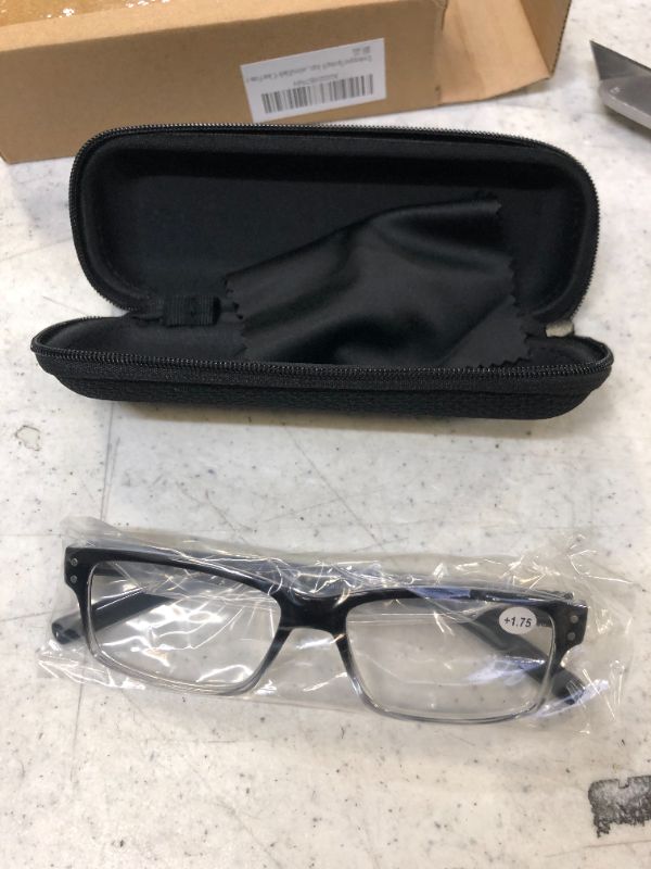 Photo 2 of Eyekepper Spring Hinges Vintage Reading Glasses Men Readers Black-Clear Frame Black/Clear 1.75 x