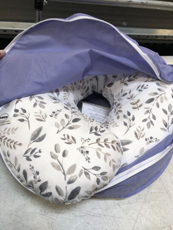 Photo 2 of Boppy Nursing Pillow and Positioner—Original | Gray Taupe Watercolor Leaves | Breastfeeding, Bottle Feeding, Baby Support | with Removable Cotton Blend Cover | Awake-Time Support