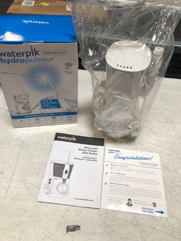 Photo 2 of Waterpik Aquarius Water Flosser Professional For Teeth, Gums, Braces, Dental Care, Electric Power With 10 Settings, 7 Tips For Multiple Users And Needs, ADA Accepted, White WP-660-- Factory Seal