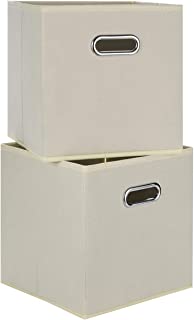 Photo 1 of Chippon Foldable Cube Storage Organizer, Collapsible Fabric Storage Bins with Aluminum Handles, 11"x11"x11" for Home Bedroom Office (Beige)
