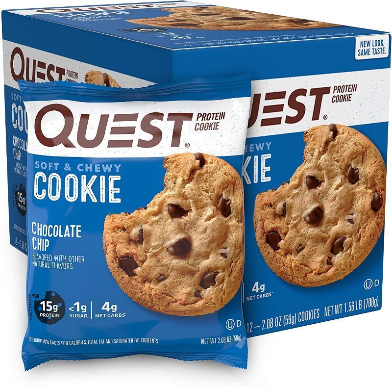 Photo 1 of Quest Nutrition Chocolate Chip Protein Cookie, Keto Friendly, High Protein, Low Carb, Soy Free, 12 Count "Packaging may vary" 6 PACK --- BEST BY AUGUST 2022