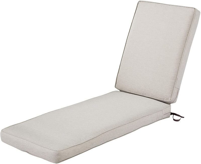 Photo 1 of Classic Accessories Montlake Water-Resistant 74 x 23 x 3 Inch Outdoor Chaise Lounge Cushion, Patio Furniture Cushion, Heather Grey, Outdoor Seat Cushions
