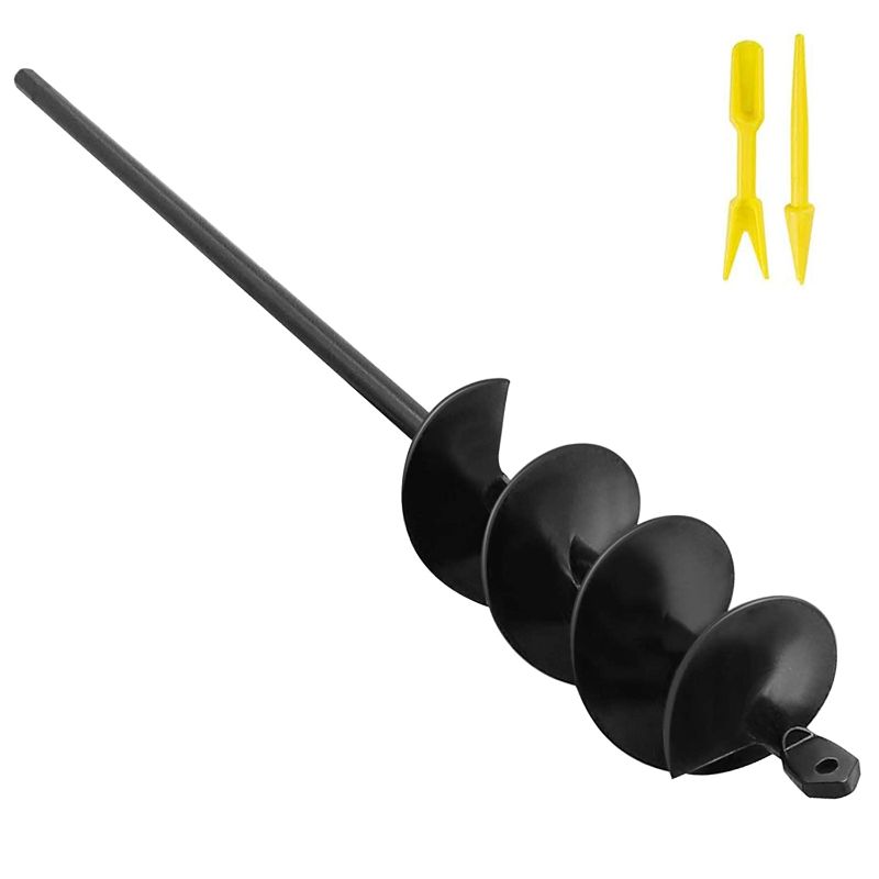 Photo 1 of 2"(D) x24"(L) Garden Auger Drill Bit for Planting Solid Shaft Heavy Duty Auger Spiral Drill Bit for Planting Bulb Bedding Plants Plants Drill bit for 3/8” Hex Drive Drill
