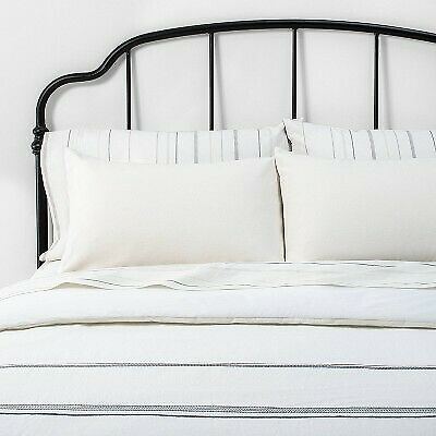 Photo 1 of 3pc Full/Queen Open Stripe Comforter & Sham Set Sour Cream/Railroad Gray - Hearth & Hand™ with Magnolia

