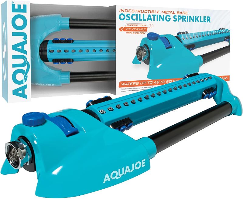 Photo 1 of Aqua Joe AJ-OMS20-BRS 4973 Sq Ft Variable-Width Turbo Oscillating Sprinkler, 6 Switchable Spray Nozzles
