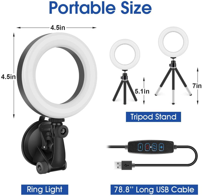 Photo 1 of Ring Light for Zoom Meetings, Laptop Ring Light with Tripod Stand, Ring Light with Suction Cup for Computer Monitor …
