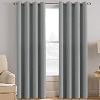 Photo 1 of Curtains 96 Inches Long Blackout Room Darkening Thermal Insulated Grommet Window Curtains Drapes Draperies for Living Room / Bedroom, Energy Saving Curtains for Patio Door, Dove Gray, 1 Panel
