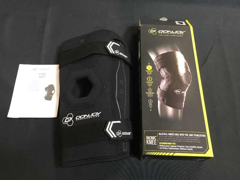 Photo 2 of DonJoy Performance Bionic Knee Brace – Hinged, Adjustable Patella Support, Lateral / Medial Ligament (ACL, MCL, LCL), Meniscus, Knee Sprains for Soccer, Basketball, Skiing, Hockey, Running, Water Sports LARGE
