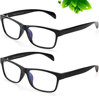 Photo 1 of Blue Light Blocking Glasses Women Men Black Rectangle frame Blue Light Glasses for Men Anti Eyestrain Clear Lens 2 Pack
