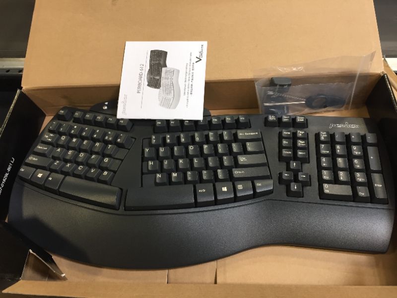 Photo 2 of Perixx Periboard-612 Wireless Ergonomic Split Keyboard with Dual Mode 2.4G and Bluetooth Feature, Compatible with Windows 10 and Mac OS X System, Black, US English Layout, (11354)
