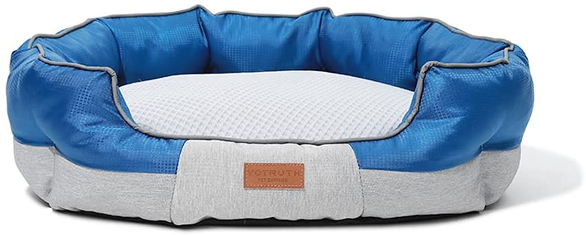 Photo 1 of Yotruth Small Dog Bed & Cat Bed, Round Pet Beds for Indoor Cats or Small Dogs, Round Easy Clean Soft Scratch-Resistant& Mesh Fabric Pet Supplies, Slip-Resistant Oxford Bottom, Blue
