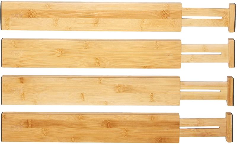 Photo 1 of Chef Ready Tools Bamboo Drawer Dividers - Expandable Drawer Organizer with Anti-Scratch Eva Foam Edges - Adjustable Drawer Organization For Kitchen, Bedroom, Bath. (4 Pack)
