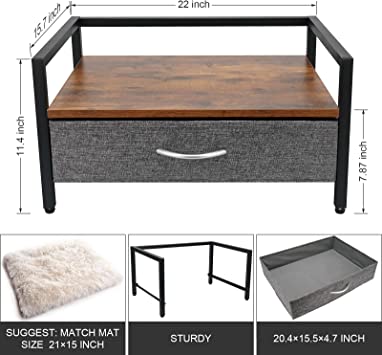 Photo 1 of Crdoka Pet Cat Bed Frame with Drawer - Modern Wood Beds for Dogs Cats, 22*15.7*11.4 inch, Elevated Dog Furniture Pet Couch Sofa - Easy to Clean & Store Pet Supplies (FACTORY SEALED BRAND NEW)
