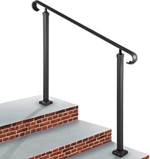 Photo 1 of BOOROH Outdoor Stair Railing 47" x 35", Fits 1 to 3 Steps, Handrails for Outdoor Steps with Installation Kit, Wrought Iron Handrail for Concrete Steps, Wood Steps, Porch Steps
