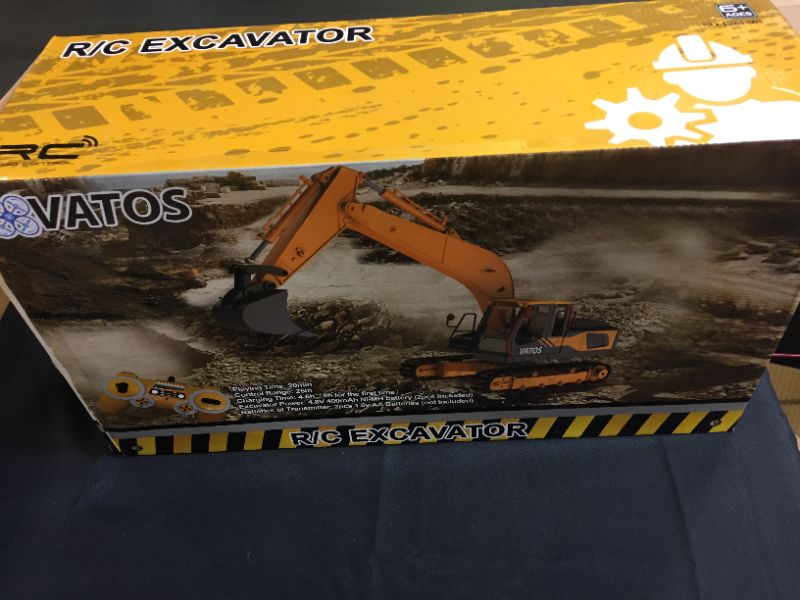 Photo 2 of VATOS 2.4G RC Excavator Remote Control Toy Digger | 1:16 Scale 3-in-1 Excavate Drill Grasp Simulated Rechargeable RC Truck Construction Tractor Best Gift for Boys Girls Aged 8 9 10 11 12+
