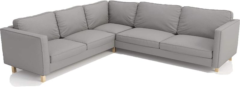 Photo 1 of (SOFA COVER ONLY) The Heavy Duty Cotton Karlstad Corner Sofa Cover (2+3/3+2) Replacement, is Custom Made Compatible for IKEA Karlstad Sectional Slipcover Replacement (Light Gray Cotton Karlstad Sectional)
 (THIS IS NOT A SECTIONAL, COVER ONLY) 15 PCS
